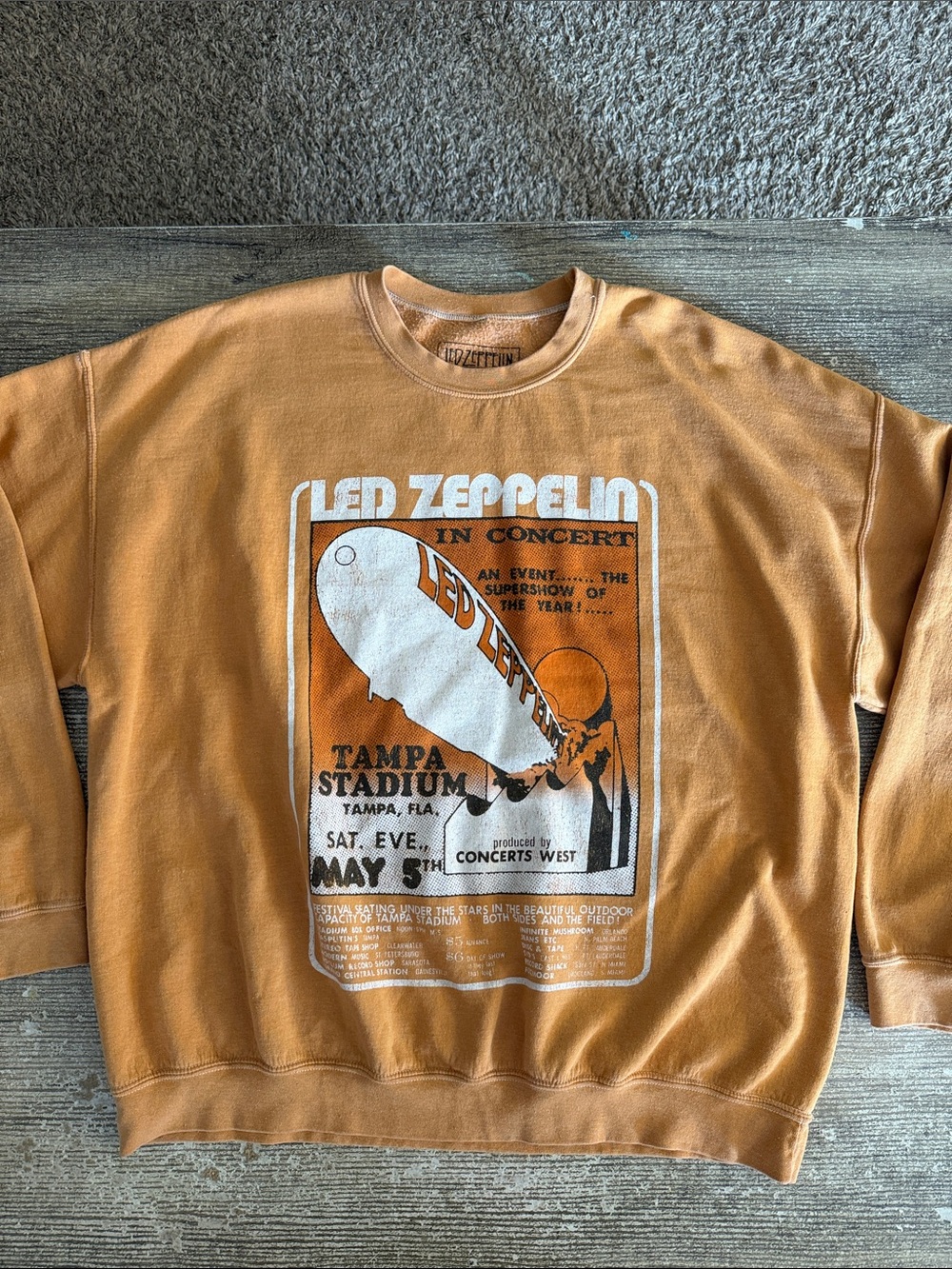 Urban Outfitters Led Zepplin mustard/orange graphic oversized sweatshirt
